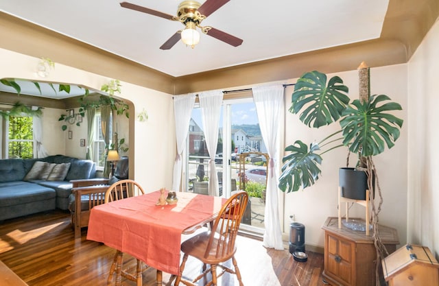 305 Helen St, Ludlow, KY 41016 - dining area with hardwood / wood-style flooring and a ceiling fan