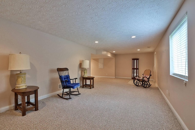 6315 Baymiller Ln, Burlington, KY 41005 - sitting room featuring a textured ceiling, carpet flooring, and recessed lighting