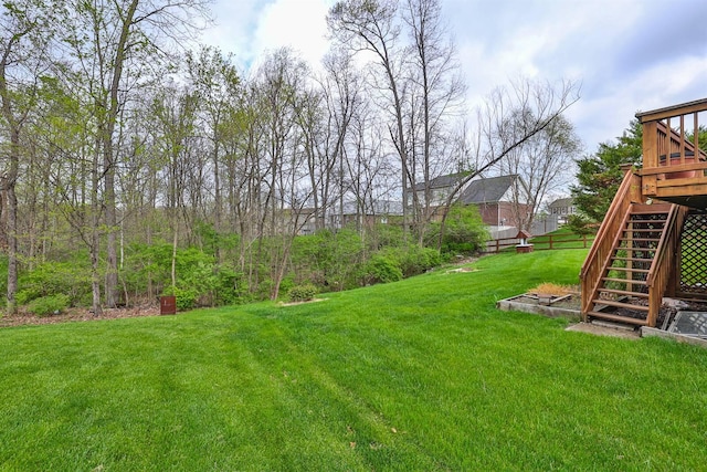 6315 Baymiller Ln, Burlington, KY 41005 - view of green lawn featuring stairway and a deck