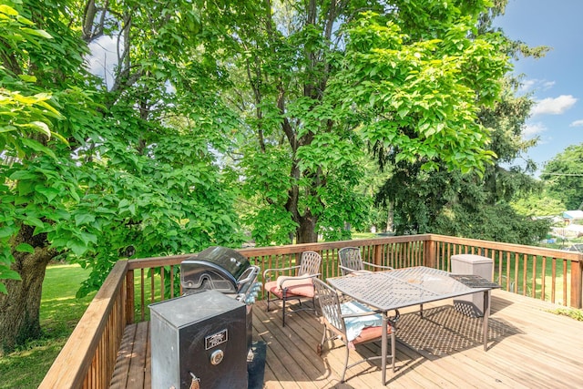 31 Bedinger Ave, Walton, KY 41094 - wooden terrace with outdoor dining space and a grill