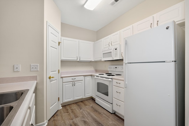 523 Ivy Ridge Dr, Cold Spring, KY 41076 - kitchen featuring white appliances, light wood-style flooring, white cabinetry, and light countertops