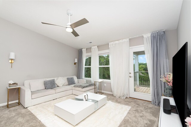 2517 Bella Rdg, Covington, KY 41017 - living room with light colored carpet and a ceiling fan