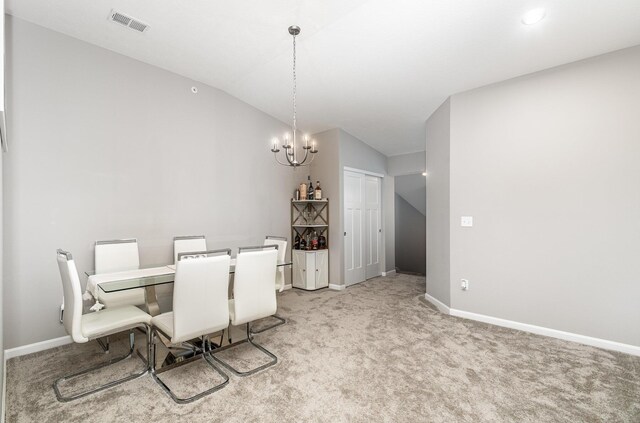 2517 Bella Rdg, Covington, KY 41017 - dining space with light carpet, a chandelier, and vaulted ceiling