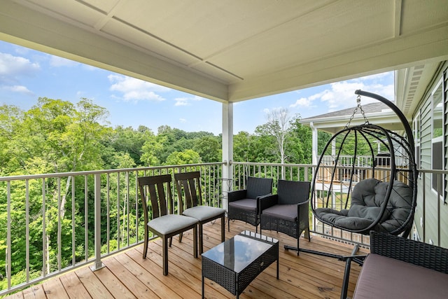 2517 Bella Rdg, Covington, KY 41017 - wooden terrace featuring an outdoor living space and a wooded view