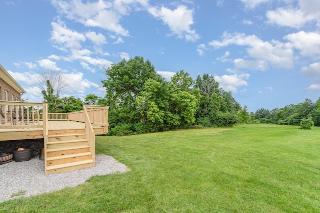 15344 Carlisle Rd, Crittenden, KY 41030 - view of green lawn with a deck
