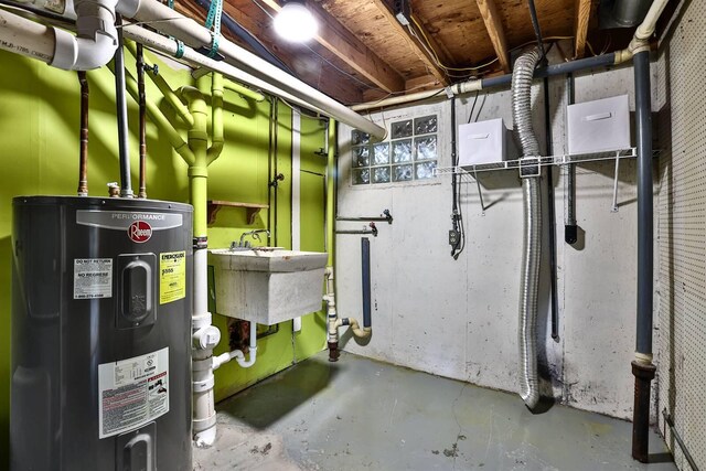 2709 Wesley Dr, Villa Hills, KY 41017 - unfinished basement with electric water heater and a sink