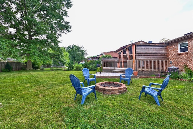 2709 Wesley Dr, Villa Hills, KY 41017 - view of yard featuring an outdoor fire pit and a deck