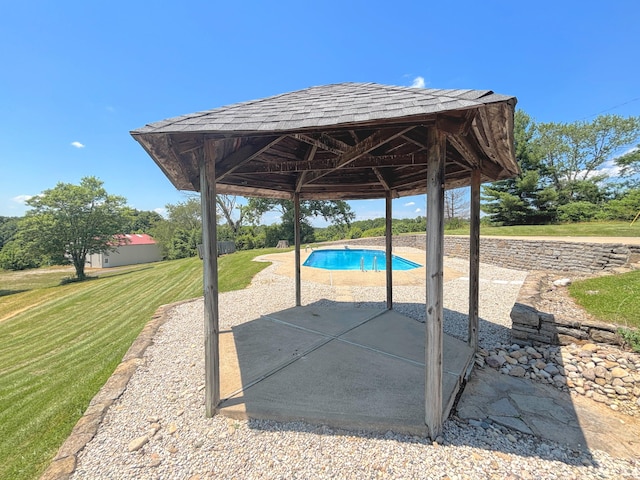 3445 Crittenden Mount Zion Rd, Dry Ridge, KY 41035 - view of swimming pool with a gazebo, a lawn, and a patio area