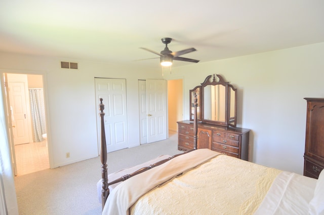 3445 Crittenden Mount Zion Rd, Dry Ridge, KY 41035 - carpeted bedroom featuring multiple closets and ceiling fan