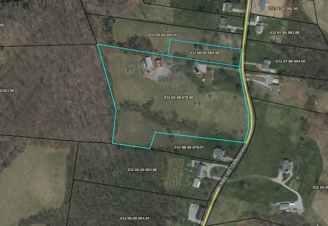 3445 Crittenden Mount Zion Rd, Dry Ridge, KY 41035 - aerial view of property's location featuring property boundaries highlighted