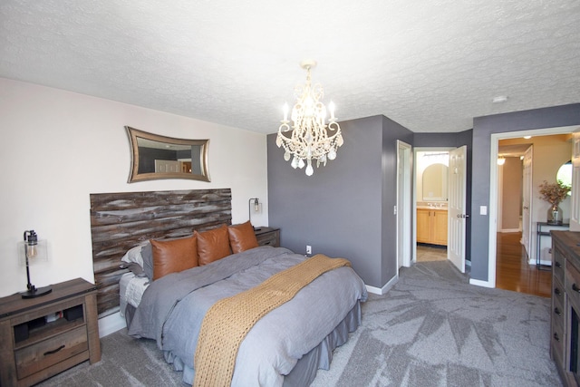 22 Carriage House Dr, Fort Thomas, KY 41075 - carpeted bedroom with a chandelier and a textured ceiling