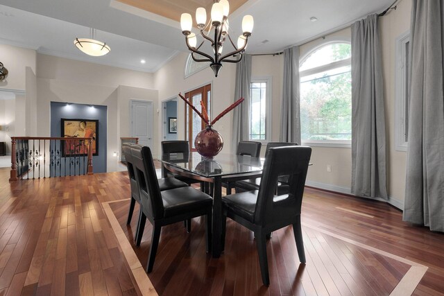 1025 Hyperion Ct, Union, KY 41091 - dining space with hardwood / wood-style flooring, a chandelier, and ornamental molding