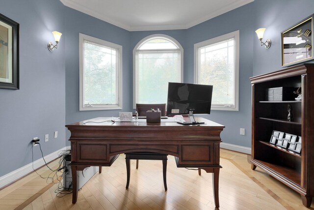 1025 Hyperion Ct, Union, KY 41091 - office area featuring crown molding and light wood-type flooring