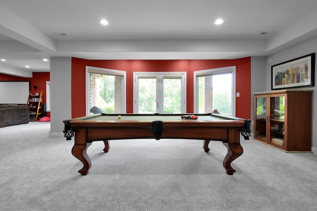 1025 Hyperion Ct, Union, KY 41091 - recreation room with carpet flooring, billiards, recessed lighting, and plenty of natural light