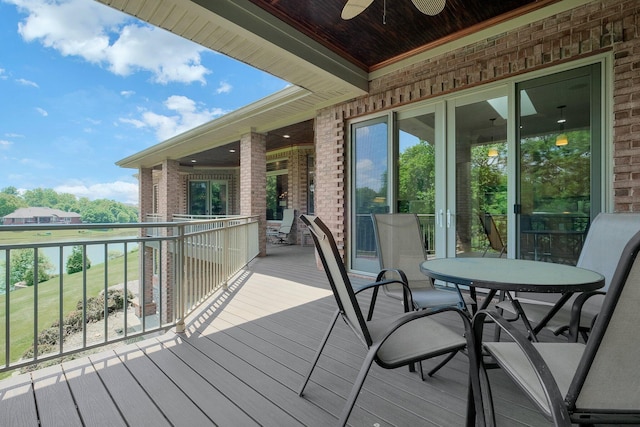 1025 Hyperion Ct, Union, KY 41091 - deck featuring ceiling fan and a water view