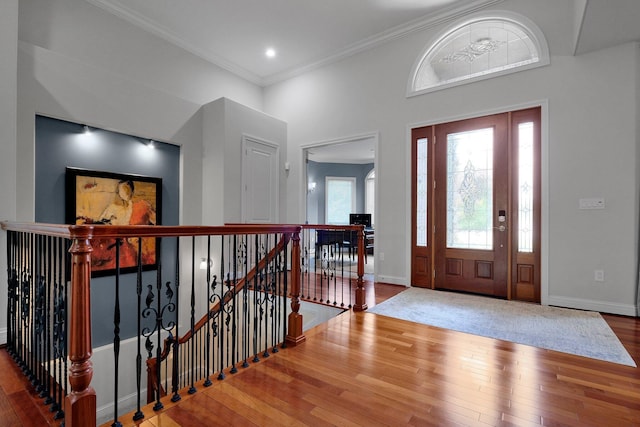 1025 Hyperion Ct, Union, KY 41091 - foyer entrance featuring hardwood / wood-style floors and ornamental molding