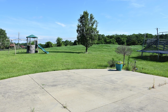 6596 Elgin Ct, Burlington, KY 41005 - view of patio / terrace with a playground and a trampoline