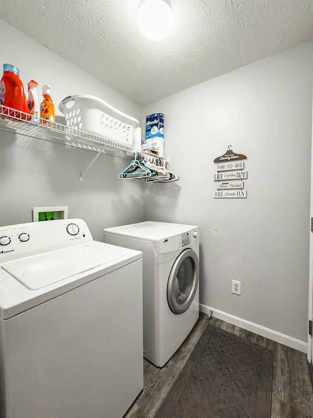 12229 Mashburn Dr, Walton, KY 41094 - washroom featuring washer and dryer, wood finished floors, and a textured ceiling