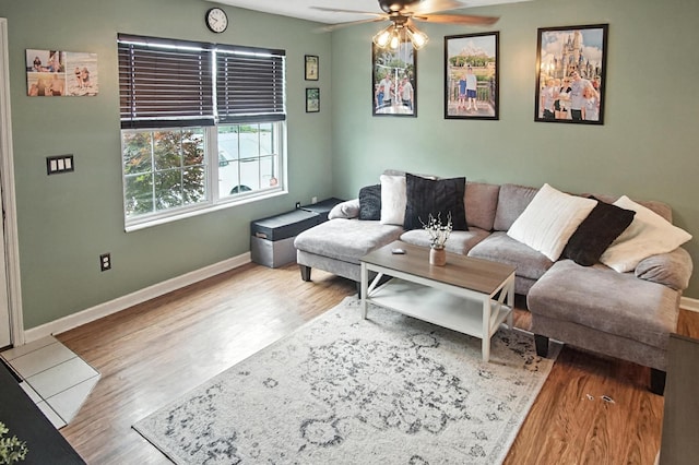 10239 Knob Hill Dr, Florence, KY 41042 - living room with ceiling fan and wood finished floors