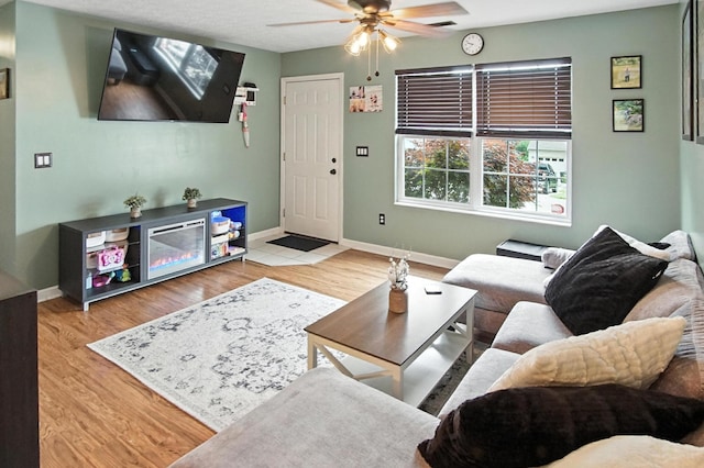 10239 Knob Hill Dr, Florence, KY 41042 - living area featuring ceiling fan and wood finished floors