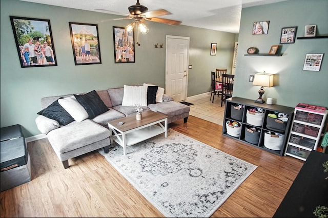 10239 Knob Hill Dr, Florence, KY 41042 - living room with ceiling fan and wood finished floors
