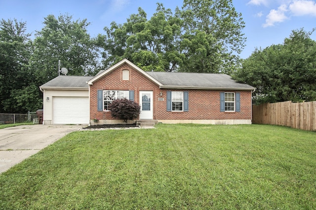 10239 Knob Hill Dr, Florence, KY 41042 - ranch-style house with a garage, concrete driveway, brick siding, and roof with shingles