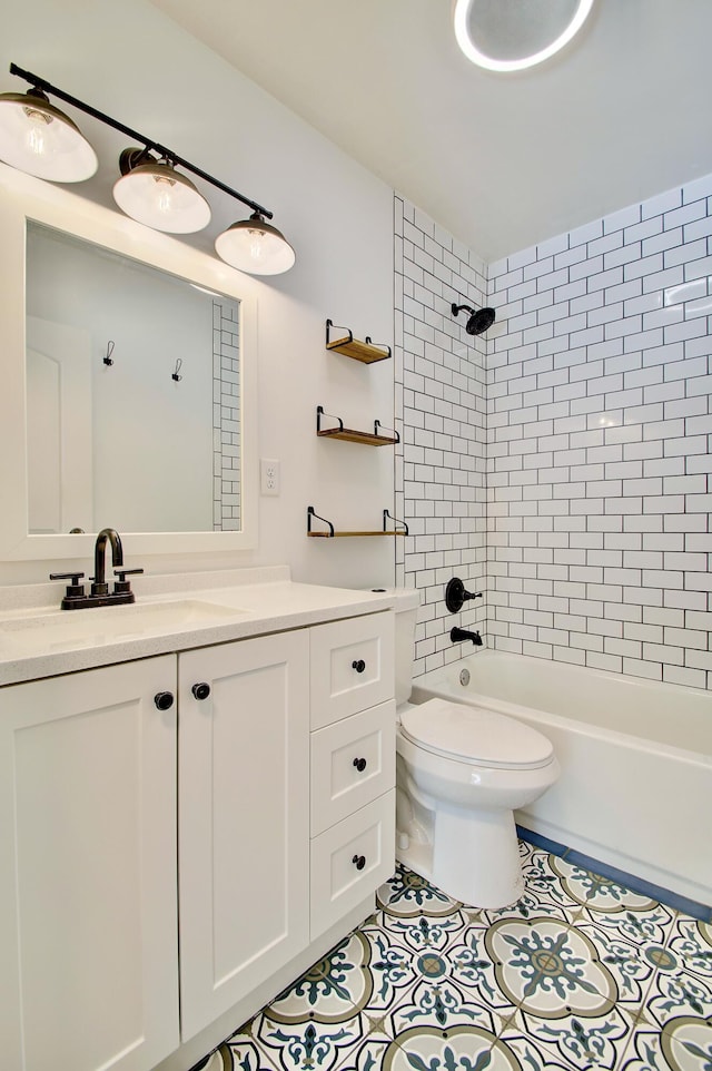 693 Peach Tree Ln, Erlanger, KY 41018 - bathroom featuring vanity, bathing tub / shower combination, and tile patterned flooring