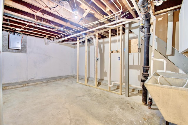 693 Peach Tree Ln, Erlanger, KY 41018 - unfinished below grade area with electric panel and a sink