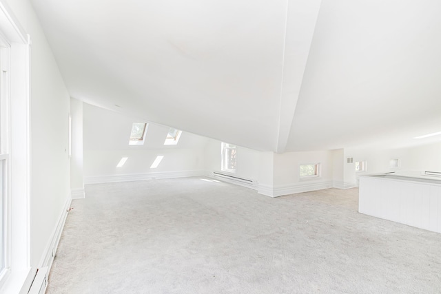 416 E 8th St, Newport, KY 41071 - additional living space with light colored carpet, vaulted ceiling, and a baseboard heating unit