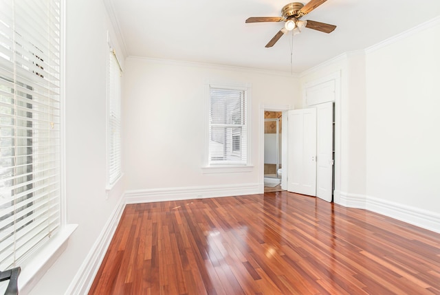 416 E 8th St, Newport, KY 41071 - unfurnished bedroom featuring hardwood / wood-style floors, crown molding, and ceiling fan