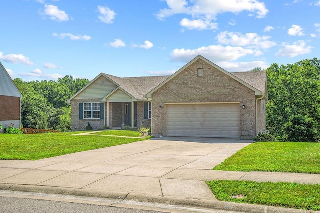 10302 Limerick Cir, Covington, KY 41015 - view of front of property featuring a garage, concrete driveway, brick siding, a front lawn, and roof with shingles