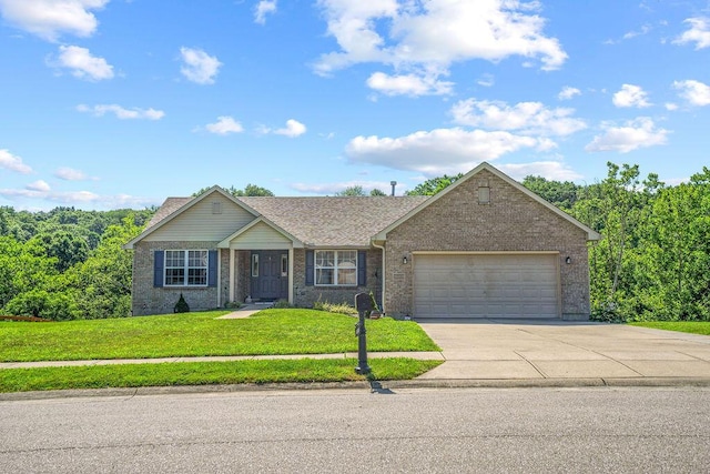 10302 Limerick Cir, Covington, KY 41015 - ranch-style house with a garage, concrete driveway, a front yard, and brick siding