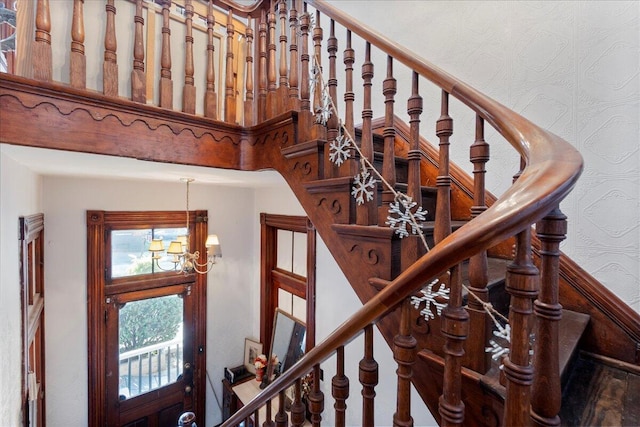 411 E 10th St, Newport, KY 41071 - stairs with a chandelier