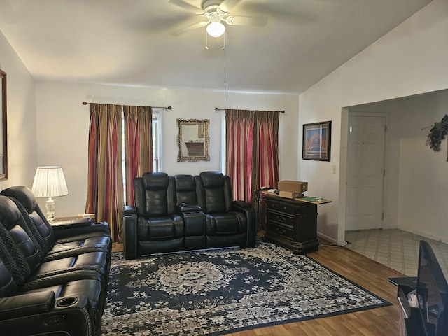 2454 Horton St, Crescent Springs, KY 41017 - living area with ceiling fan, vaulted ceiling, and wood finished floors
