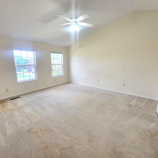4467 Hackberry Ct, Burlington, KY 41005 - empty room with vaulted ceiling, ceiling fan, and light carpet