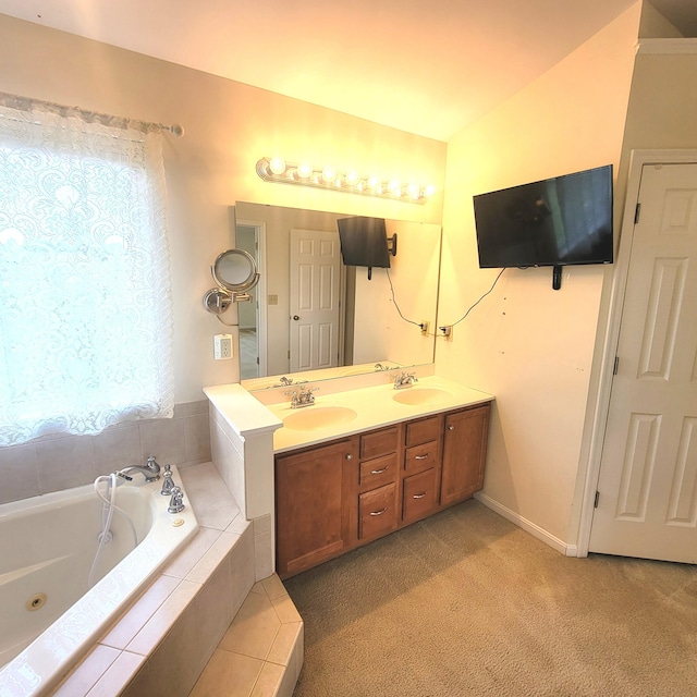 4467 Hackberry Ct, Burlington, KY 41005 - bathroom with double vanity and a jetted tub