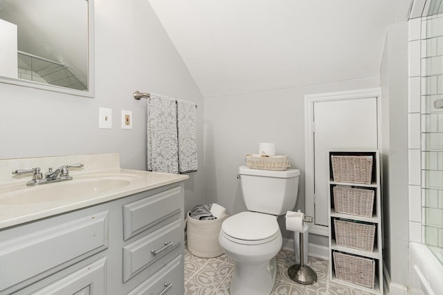 65 W Crittenden Ave, Fort Wright, KY 41011 - bathroom featuring lofted ceiling, tile patterned floors, vanity, a shower, and a tub to relax in