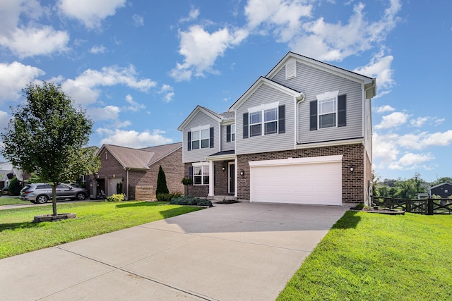 1353 Dominion Trl, Hebron, KY 41048 - traditional home featuring a garage, brick siding, concrete driveway, and a front yard