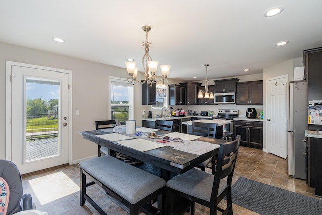 1353 Dominion Trl, Hebron, KY 41048 - dining room with a chandelier and recessed lighting