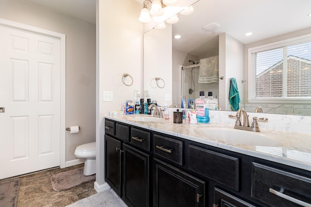 1353 Dominion Trl, Hebron, KY 41048 - bathroom featuring double vanity and a stall shower