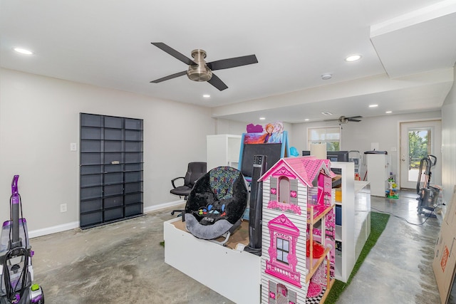 1353 Dominion Trl, Hebron, KY 41048 - misc room featuring concrete floors, a ceiling fan, and recessed lighting
