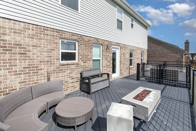 1353 Dominion Trl, Hebron, KY 41048 - wooden terrace featuring an outdoor living space with a fire pit