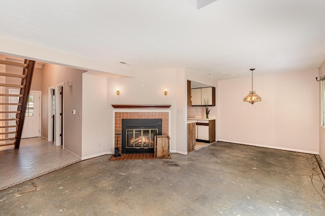 2646 Bryan Station Ln, Crestview Hills, KY 41017 - unfurnished living room with a tile fireplace and concrete flooring