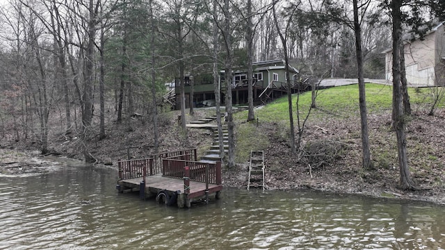 445 Davis Lake Rd # 1, Owenton, KY 40359 - dock area featuring stairs and a deck with water view