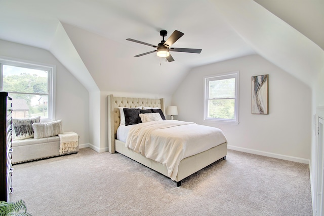 797 Highland Ave, Fort Wright, KY 41011 - bedroom featuring light carpet, vaulted ceiling, and a ceiling fan