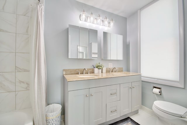 29 Crowell Ave, Fort Thomas, KY 41075 - full bathroom with double vanity and shower / tub combo with curtain