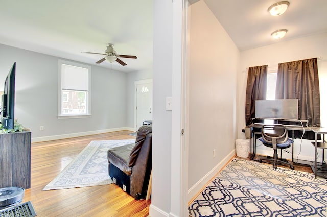 29 Crowell Ave, Fort Thomas, KY 41075 - office area with healthy amount of natural light, ceiling fan, and light wood finished floors