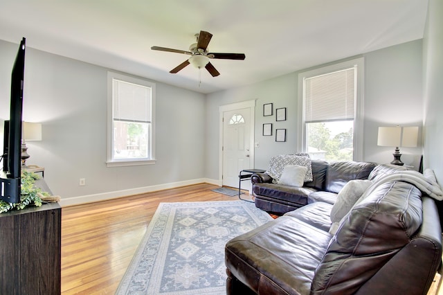 29 Crowell Ave, Fort Thomas, KY 41075 - living area with healthy amount of natural light, a ceiling fan, and light wood-style floors