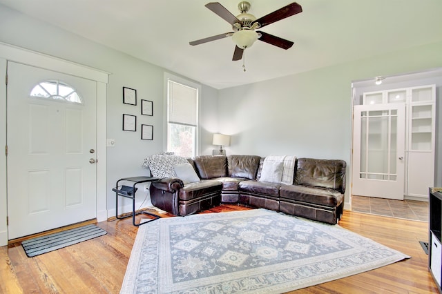29 Crowell Ave, Fort Thomas, KY 41075 - living room with healthy amount of natural light, a ceiling fan, and light wood finished floors