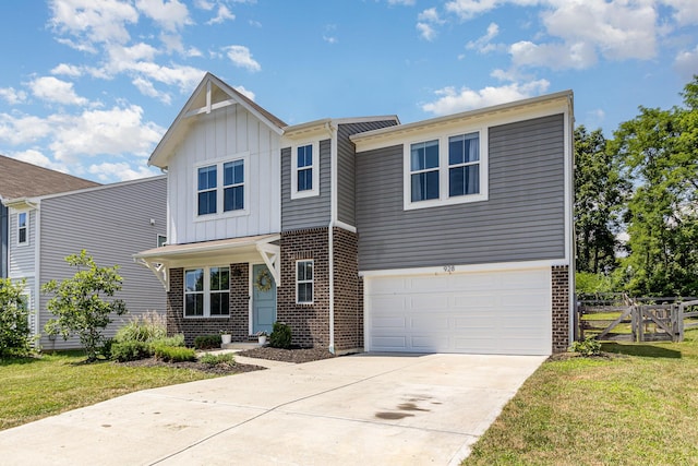 928 Darlington Creek Dr, Alexandria, KY 41001 - view of front of home with brick siding, concrete driveway, board and batten siding, and an attached garage